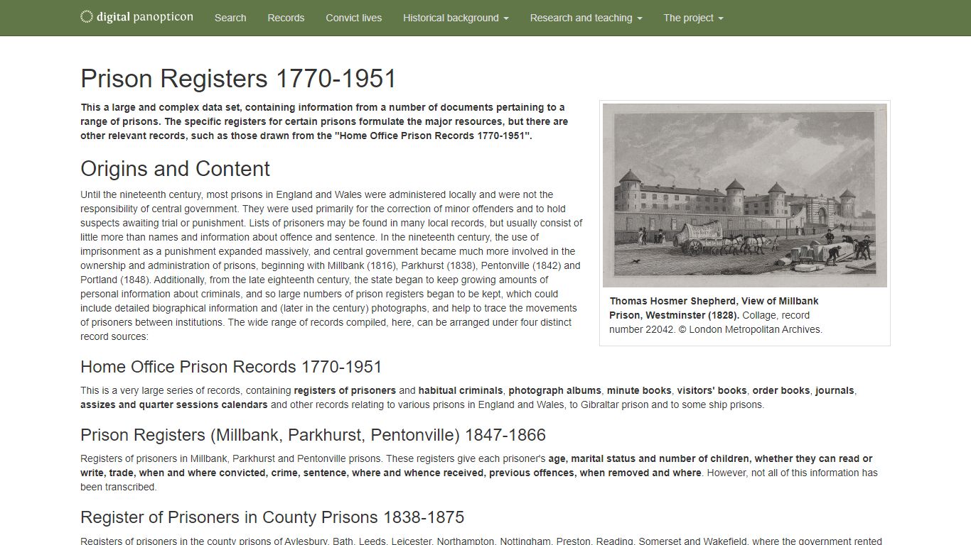 Prison Registers 1770-1951 | The Digital Panopticon